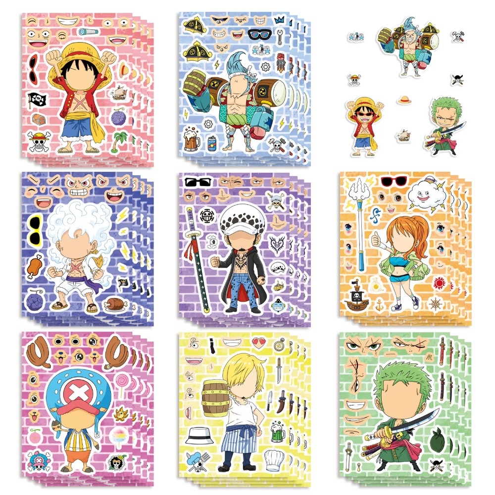 Laptop Accessories Kids - Набор наклеек-пазлов для детей «Луффи» (8/16/24