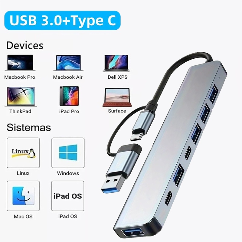 Laptop Accessories For Programmers - USB-хаб 2-в-1 с 7 портами USB